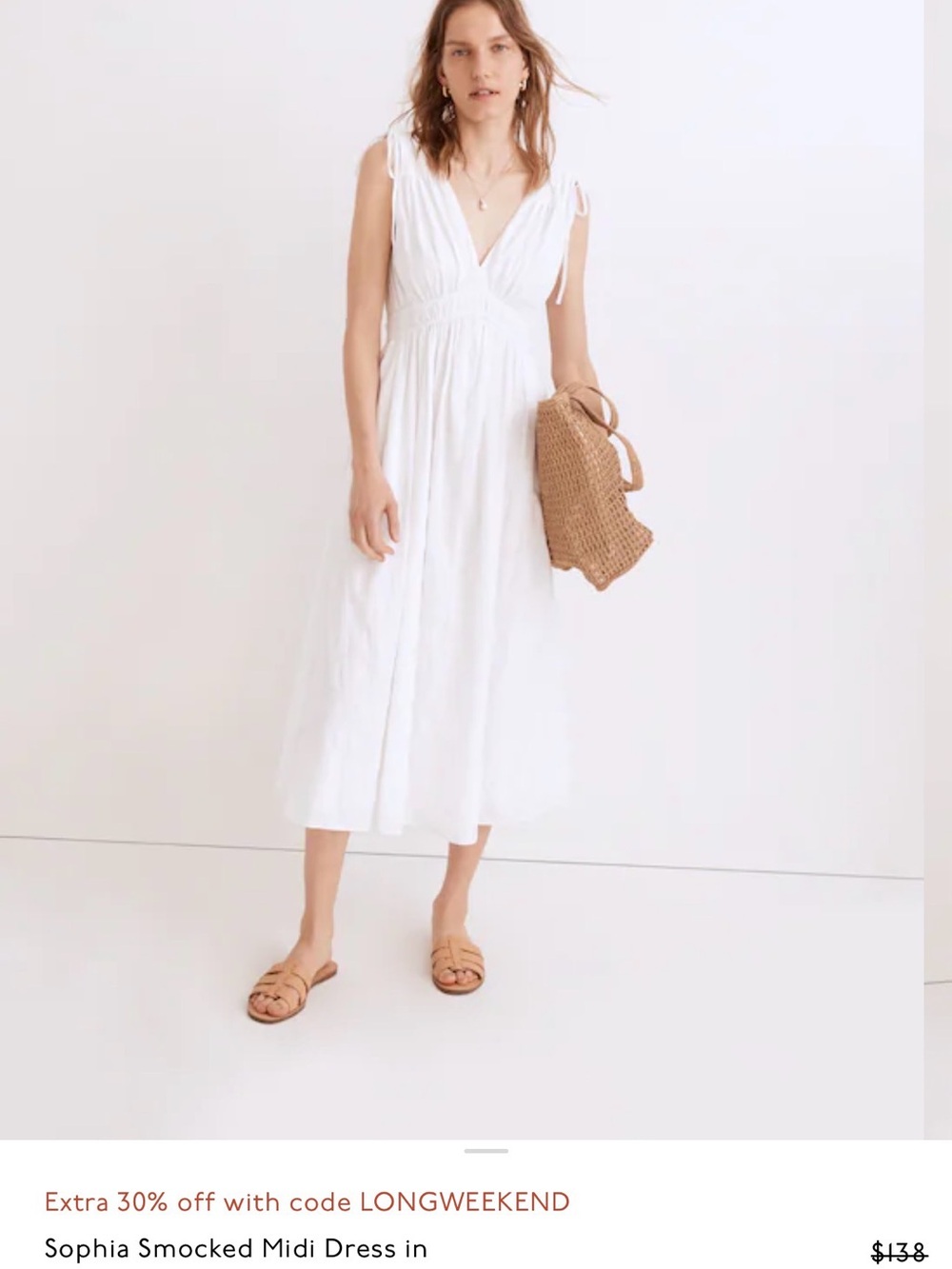 Madewell Sophia Smocked Midi Dress